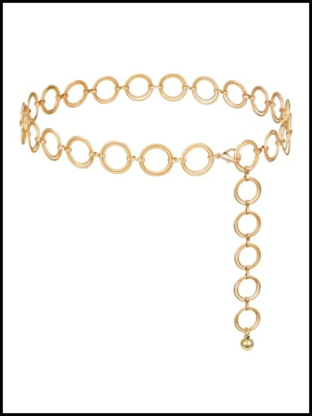 Metal Chain Belt with O-Rings - Adjustable Waist Belt for Dresses Jeans